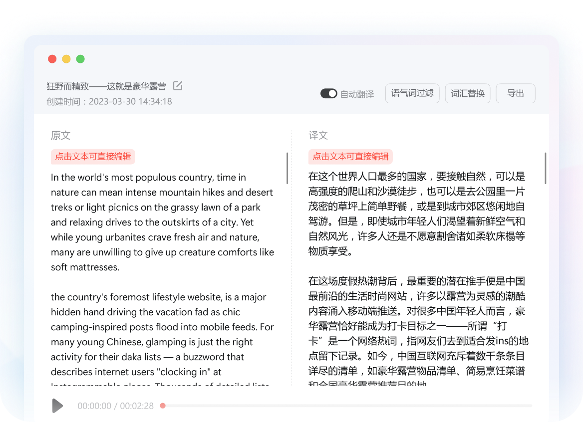 语音翻译功能界面